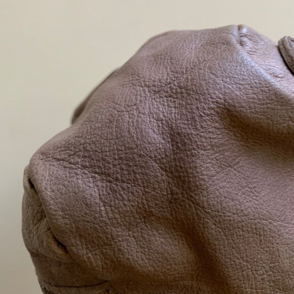 Margot Large Taupe Leather Woven Paneled Backpack - Picture 8 of 12